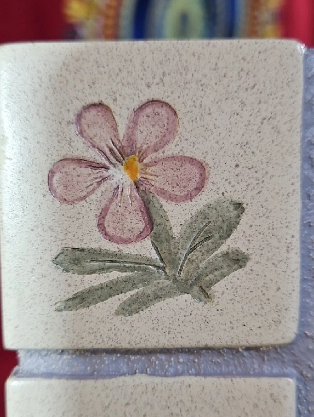Garden Tile Picture Photo Frame Colorful Handpainted Flowers